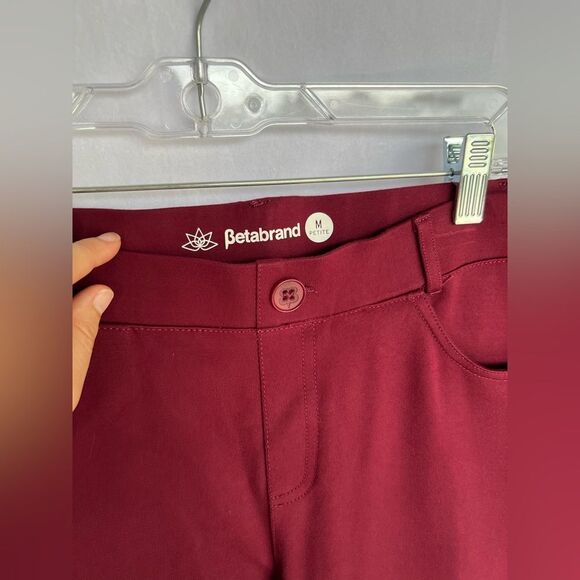Betabrand Classic Dress Pant Yoga Pant Straight Maroon size Medium Petite - Picture 2 of 5
